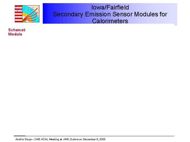 Iowa/Fairfield Secondary Emission Sensor Modules for Calorimeters Schematic of SEM Calorimeter Sensor Module Andris