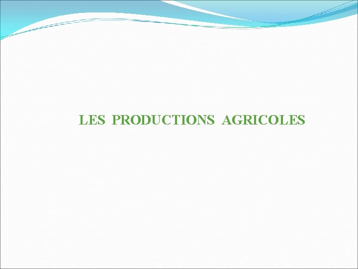 LES PRODUCTIONS AGRICOLES 