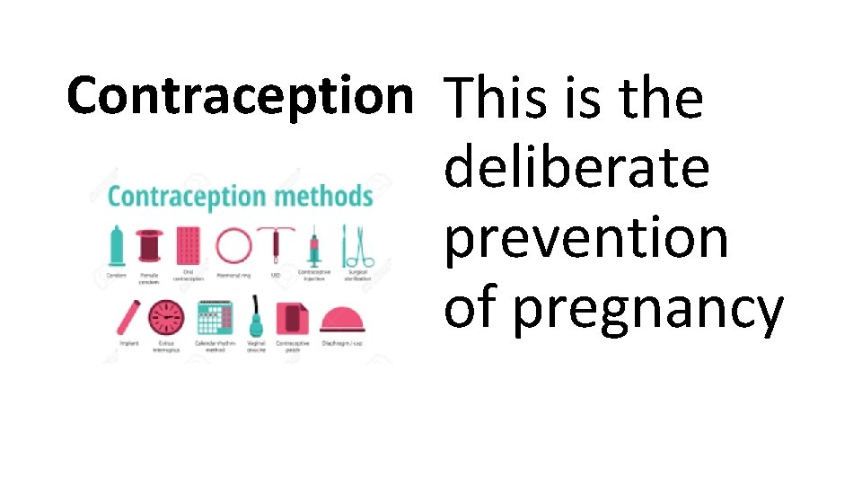 Contraception This is the deliberate prevention of pregnancy 