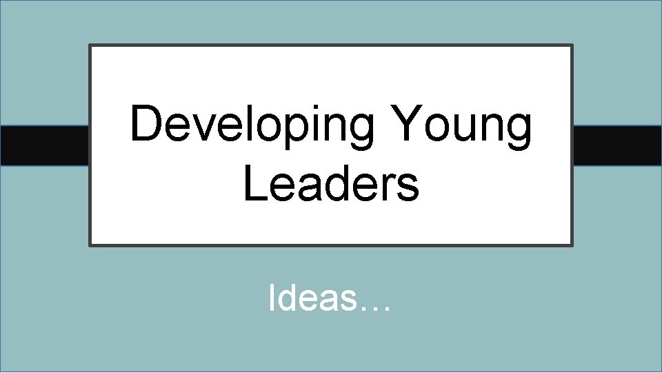 Developing Young Leaders Ideas… 