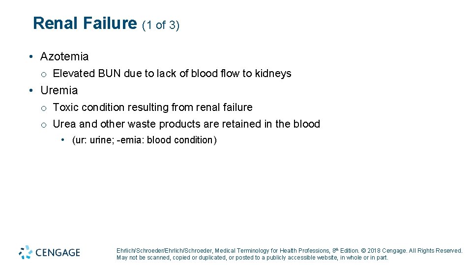 Renal Failure (1 of 3) • Azotemia o Elevated BUN due to lack of Renal Failure (1 of 3) • Azotemia o Elevated BUN due to lack of
