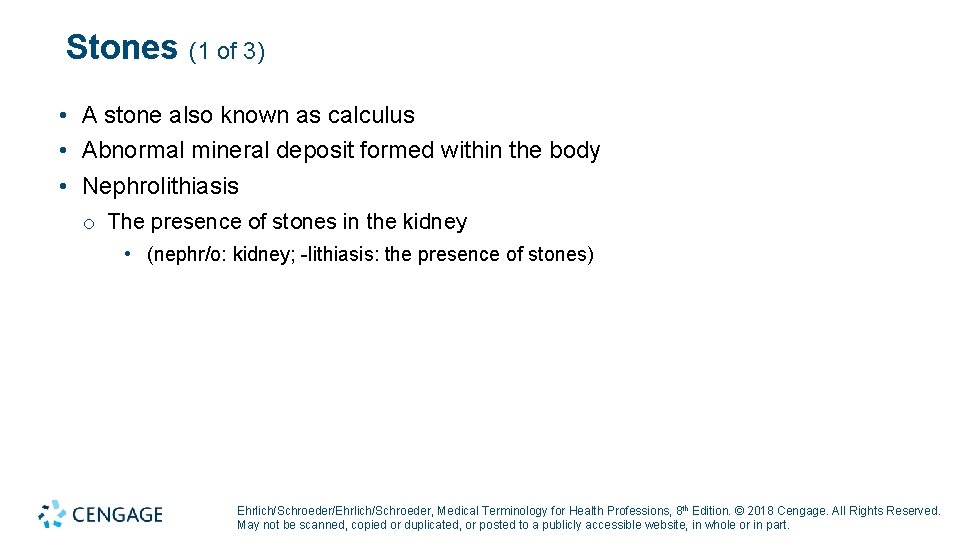 Stones (1 of 3) • A stone also known as calculus • Abnormal mineral Stones (1 of 3) • A stone also known as calculus • Abnormal mineral