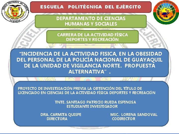 ESCUELA POLITÉCNICA DEL EJÉRCITO DEPARTAMENTO DE CIENCIAS HUMANAS Y SOCIALES CARRERA DE LA ACTIVIDAD