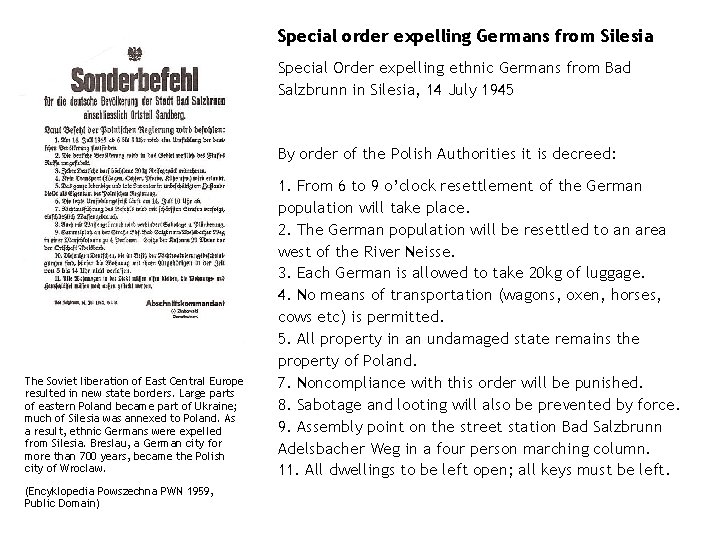 Special order expelling Germans from Silesia Special Order expelling ethnic Germans from Bad Salzbrunn