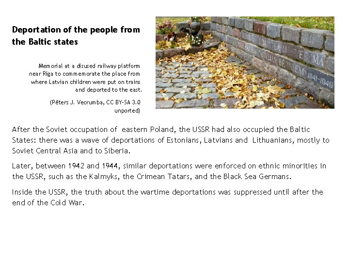 Deportation of the people from the Baltic states Memorial at a disused railway platform