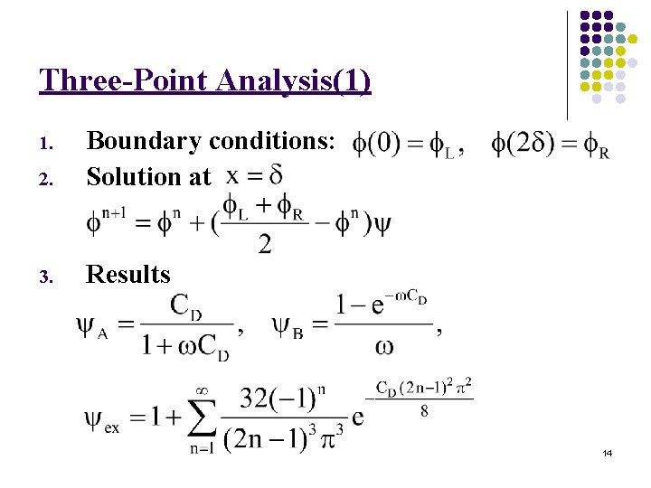 Three-Point Analysis(1) 2. Boundary conditions: Solution at 3. Results 1. 14 