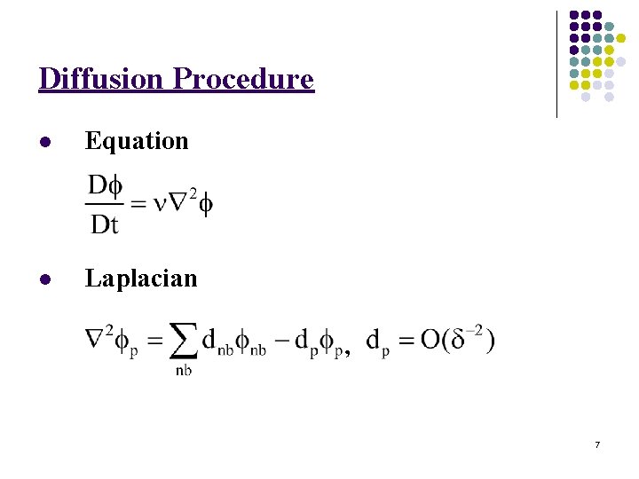 Diffusion Procedure l Equation l Laplacian , 7 
