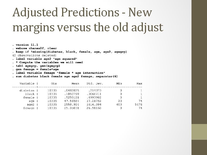 Adjusted Predictions - New margins versus the old adjust 