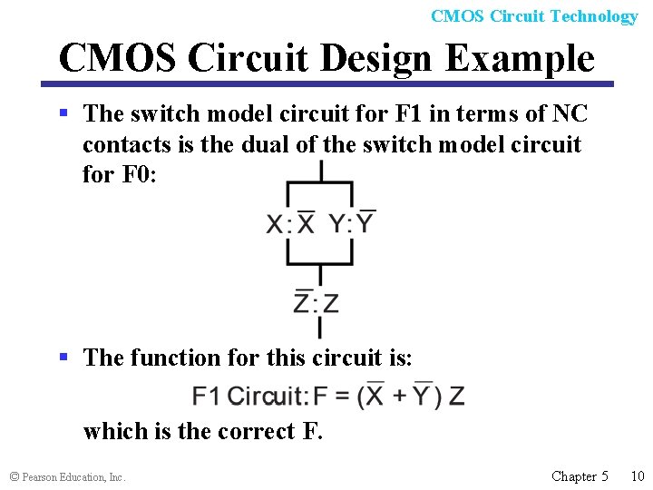 CMOS Circuit Technology CMOS Circuit Design Example § The switch model circuit for F