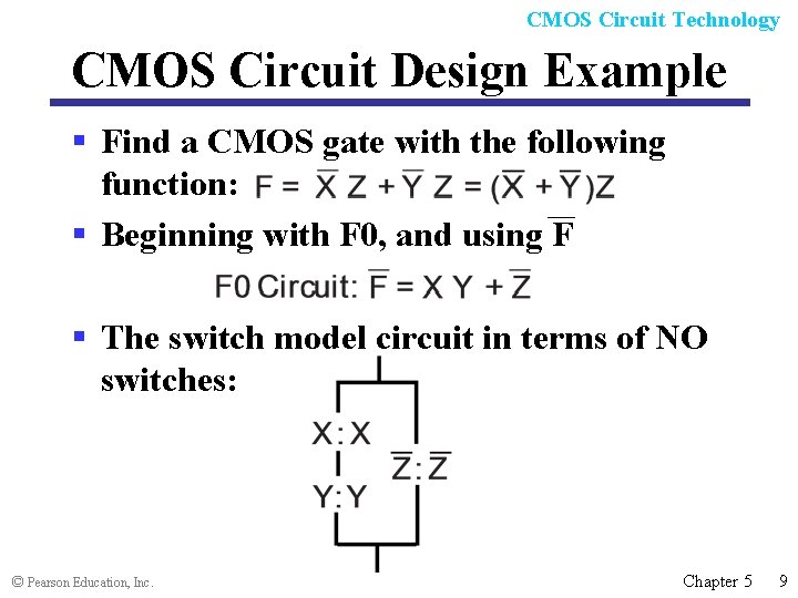 CMOS Circuit Technology CMOS Circuit Design Example § Find a CMOS gate with the