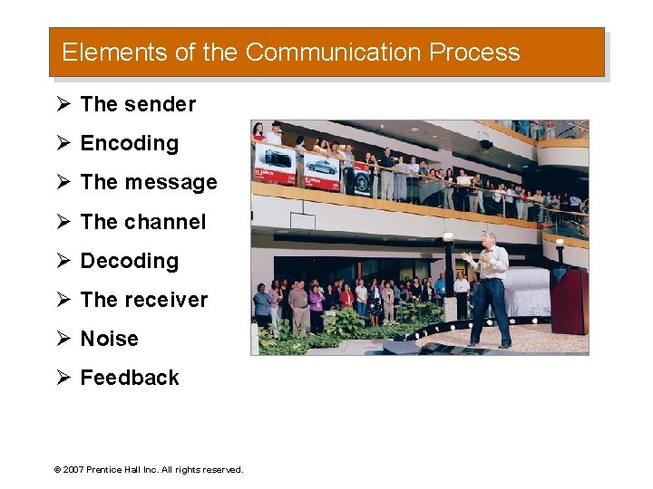 Elements of the Communication Process Ø The sender Ø Encoding Ø The message Ø