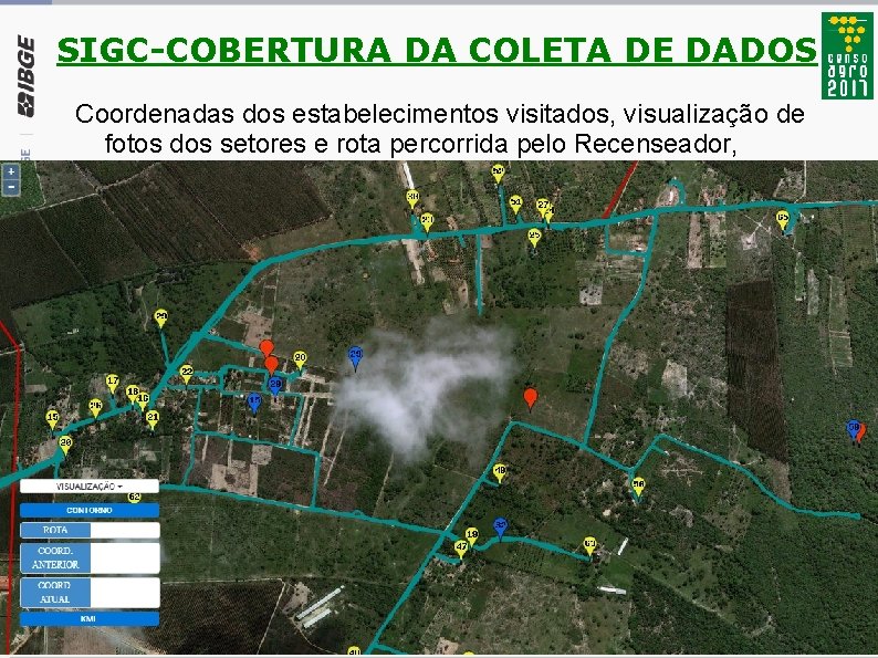 SIGC-COBERTURA DA COLETA DE DADOS Coordenadas dos estabelecimentos visitados, visualização de fotos dos setores