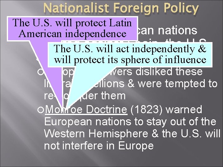 Nationalist Foreign Policy The U. S. will protect Latin Whenindependence Latin American nations American