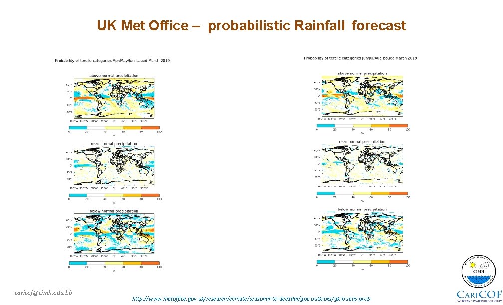 UK Met Office – probabilistic Rainfall forecast caricof@cimh. edu. bb http: //www. metoffice. gov.