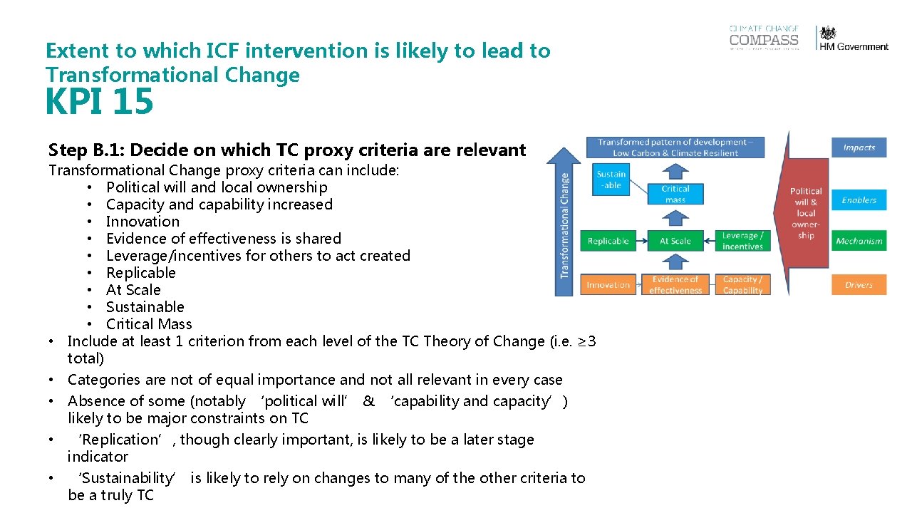 Extent to which ICF intervention is likely to lead to Transformational Change KPI 15 Extent to which ICF intervention is likely to lead to Transformational Change KPI 15