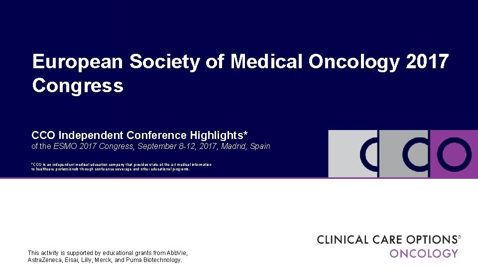 European Society of Medical Oncology 2017 Congress CCO