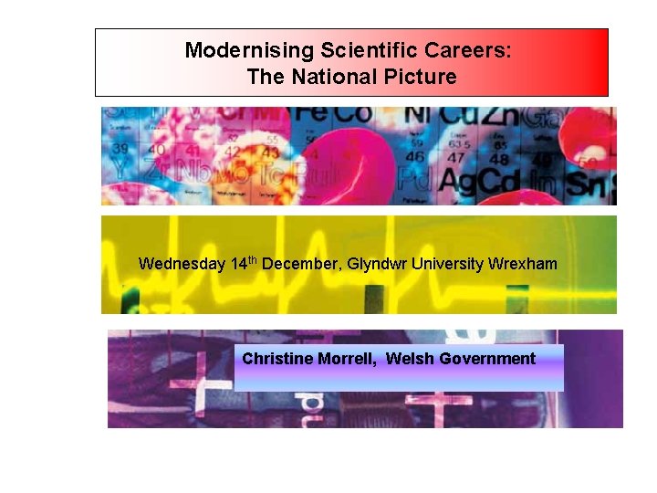 Modernising Scientific Careers: The National Picture Wednesday 14 th December, Glyndwr University Wrexham Christine