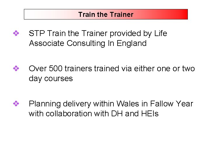 Train the Trainer v STP Train the Trainer provided by Life Associate Consulting In