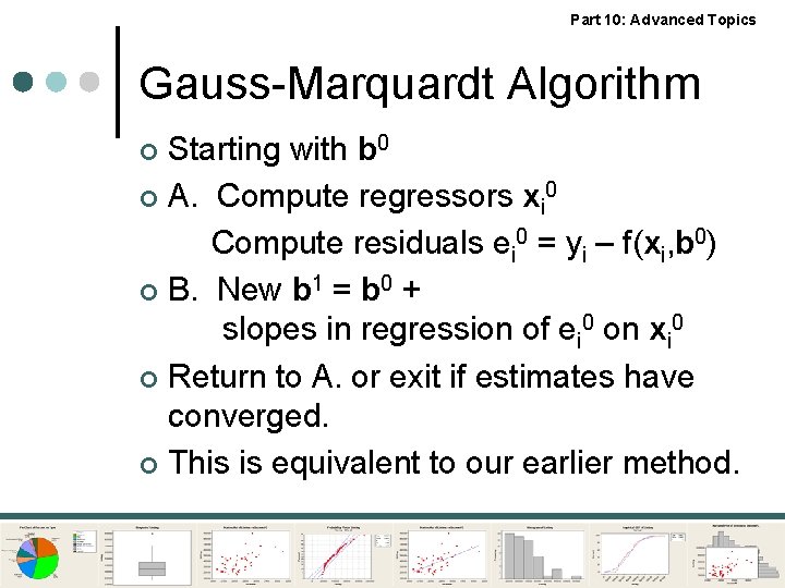 Part 10: Advanced Topics Gauss-Marquardt Algorithm Starting with b 0 ¢ A. Compute regressors