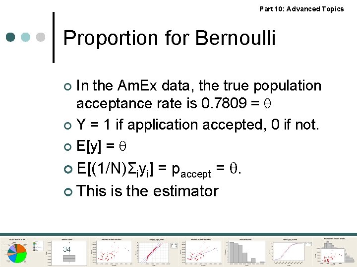 Part 10: Advanced Topics Proportion for Bernoulli In the Am. Ex data, the true