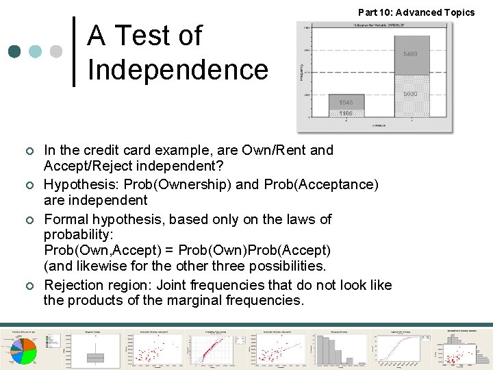 Part 10: Advanced Topics A Test of Independence ¢ ¢ In the credit card