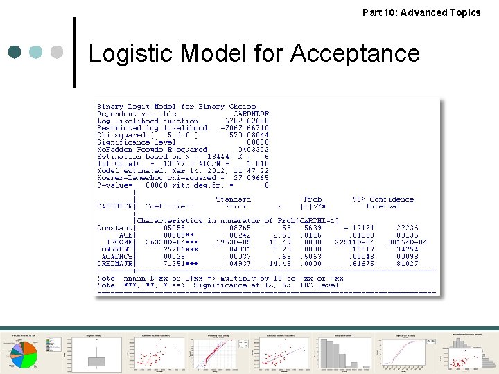 Part 10: Advanced Topics Logistic Model for Acceptance 