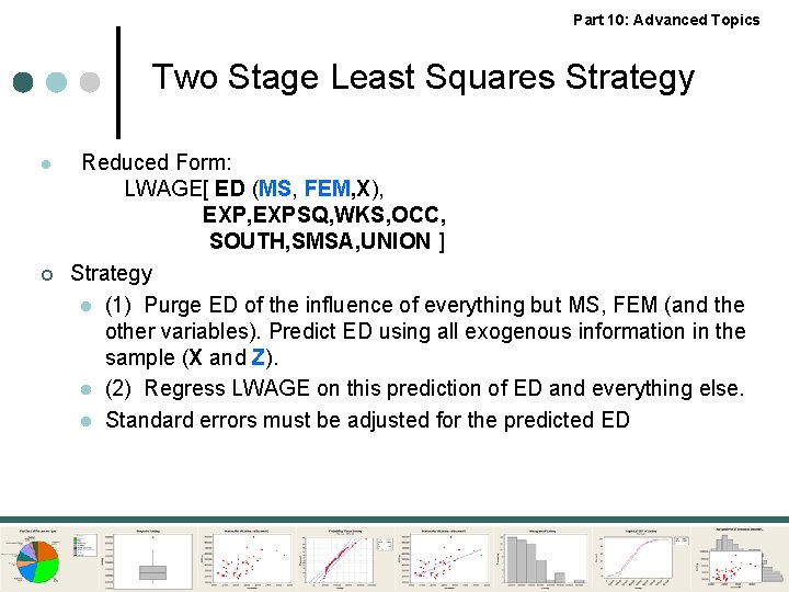 Part 10: Advanced Topics Two Stage Least Squares Strategy l ¢ Reduced Form: LWAGE[