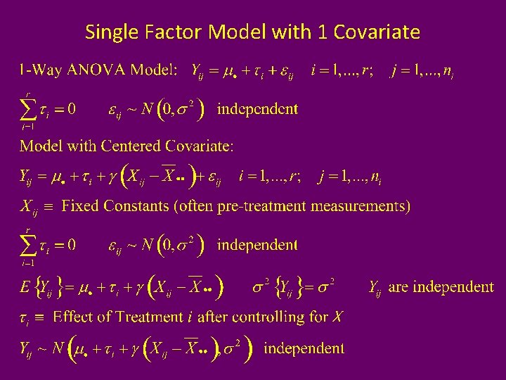 Single Factor Model with 1 Covariate 