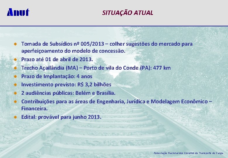 SITUAÇÃO ATUAL ® ® ® ® Tomada de Subsídios nº 005/2013 – colher sugestões