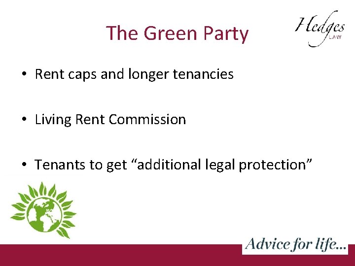The Green Party • Rent caps and longer tenancies • Living Rent Commission •