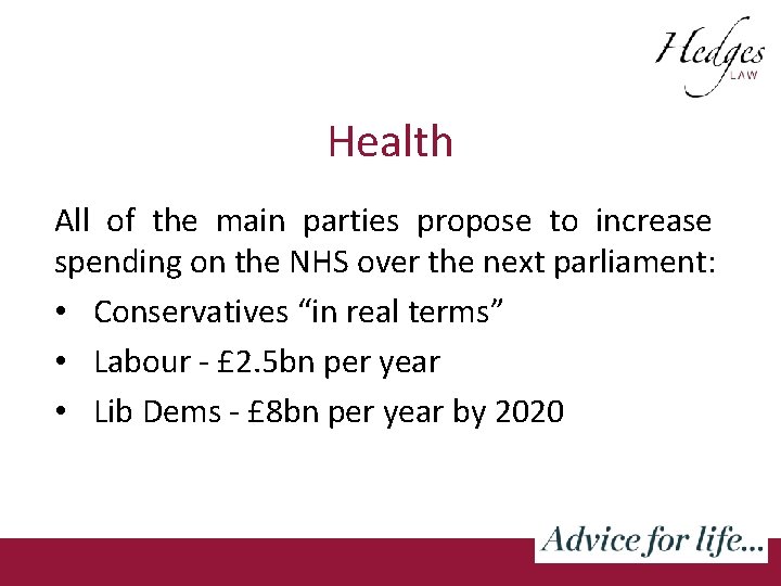 Health All of the main parties propose to increase spending on the NHS over