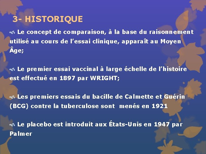 3 - HISTORIQUE Le concept de comparaison, à la base du raisonnement utilisé au