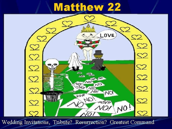 Matthew 22 Wedding Invitations, Tribute? Resurrection? Greatest Command 