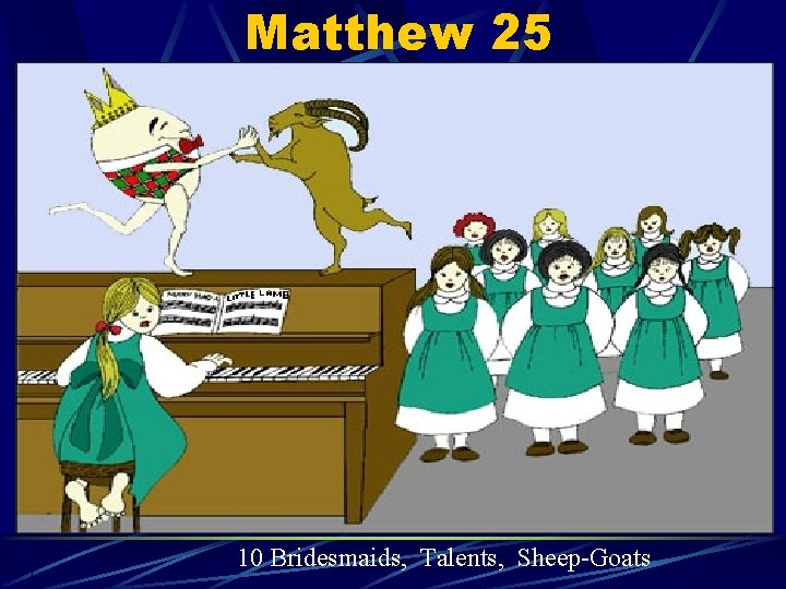 Matthew 25 10 Bridesmaids, Talents, Sheep-Goats 