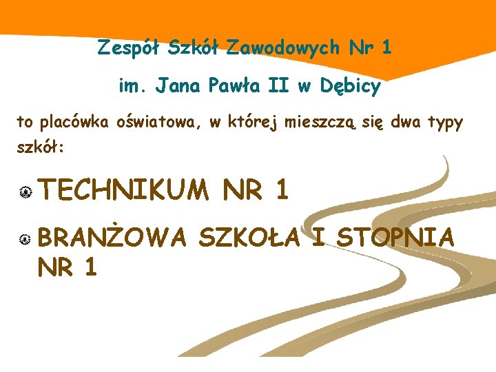 Zespół Szkół Zawodowych Nr 1 im. Jana Pawła II w Dębicy to placówka oświatowa,