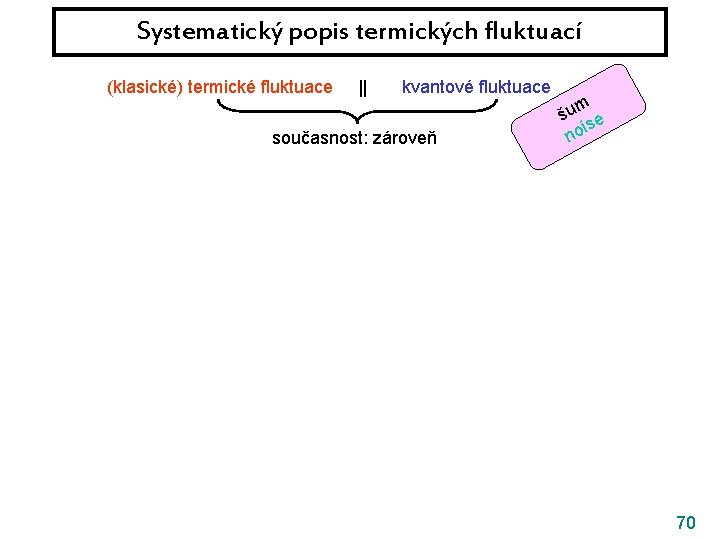 Systematický popis termických fluktuací (klasické) termické fluktuace || kvantové fluktuace současnost: zároveň m šu