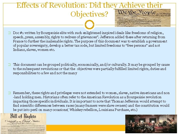 Effects of Revolution: Did they Achieve their Objectives? � Doc #1 written by Bourgeoisie