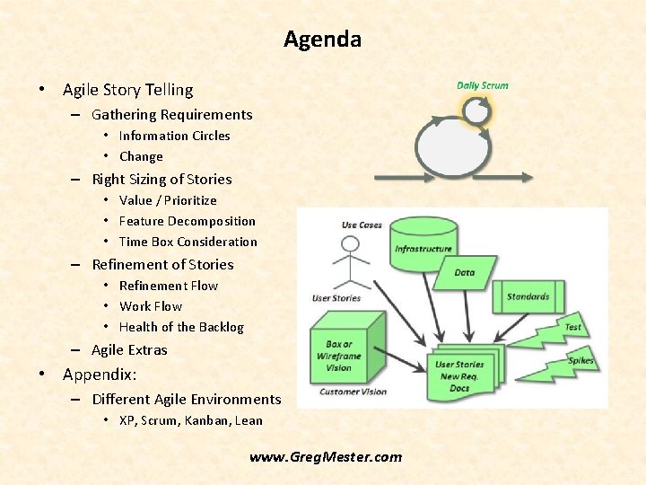 Agenda • Agile Story Telling – Gathering Requirements • Information Circles • Change –
