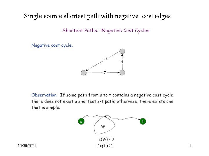 Single source shortest path with negative cost edges 10/20/2021 chapter 25 1 Single source shortest path with negative cost edges 10/20/2021 chapter 25 1