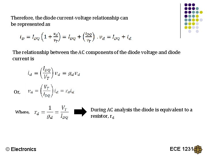 Therefore, the diode current-voltage relationship can be represented as The relationship between the AC