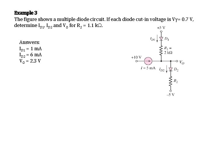 Example 3 The figure shows a multiple diode circuit. If each diode cut-in voltage