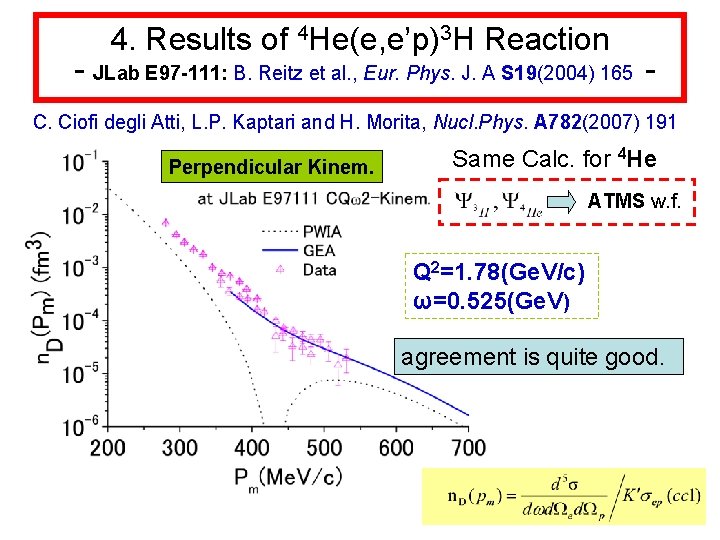 4. Results of 4 He(e, e’p)3 H Reaction - JLab E 97 -111: B.