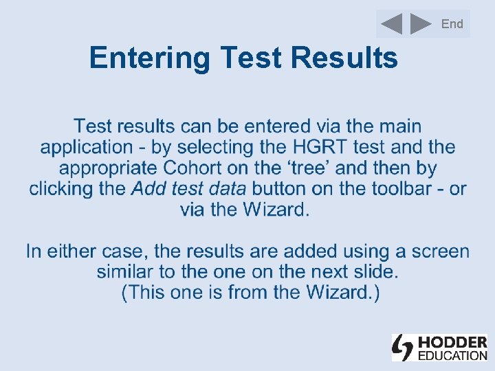 End Entering Test Results 