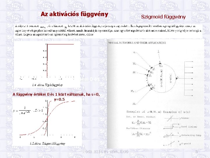 Az aktivációs függvény Szigmoid függvény . A függvény értékei 0 és 1 közt változnak,