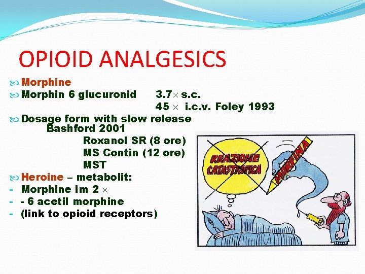 OPIOID ANALGESICS Morphine Morphin 6 glucuronid 3. 7 s. c. 45 i. c. v.