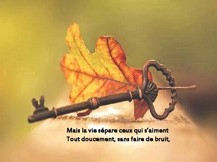 Mais la vie sépare ceux qui s’aiment Tout doucement, sans faire de bruit, 