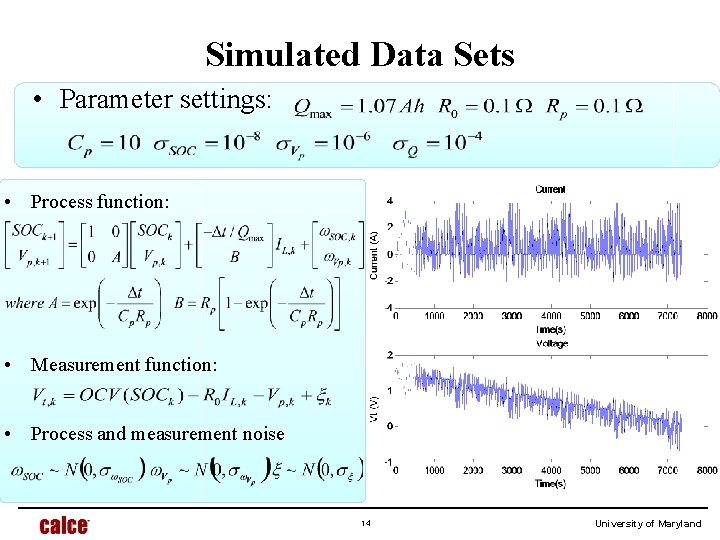 Simulated Data Sets • Parameter settings: • Process function: • Measurement function: • Process