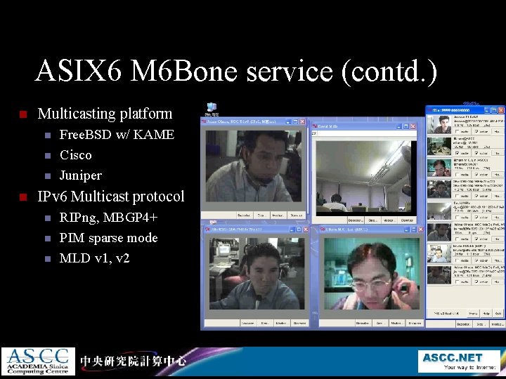 ASIX 6 M 6 Bone service (contd. ) n Multicasting platform n n Free. ASIX 6 M 6 Bone service (contd. ) n Multicasting platform n n Free.