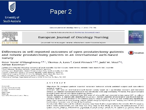 The supportive care needs of men with prostate