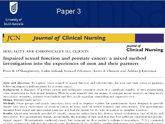 The supportive care needs of men with prostate